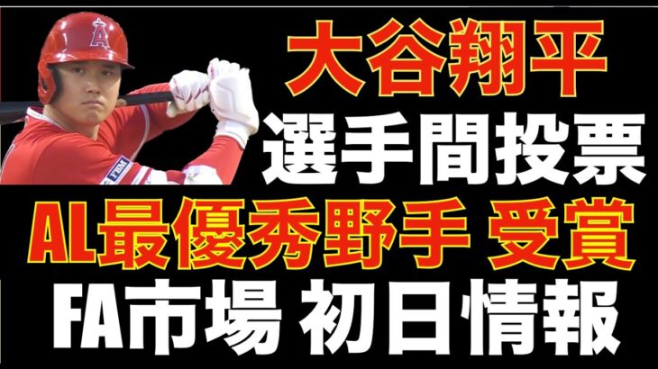 大谷翔平 選手間投票 AL最優秀野手 受賞👏 シルバースラッガーにノミネート‼️ 移籍した場合は背番号17もしくは変更⁉️ FA市場開幕 初日情報‼️