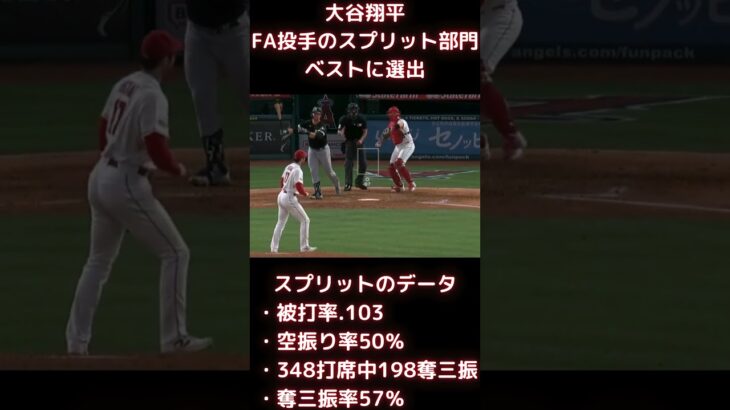 【MLB 大谷翔平】大谷翔平がFA投手のスプリット部門ベストに選出 #shorts