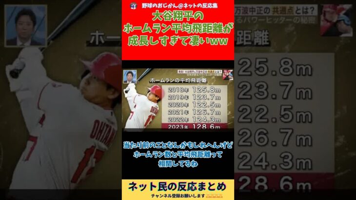 大谷翔平のホームラン平均飛距離 が成長しすぎて凄いww #shorts