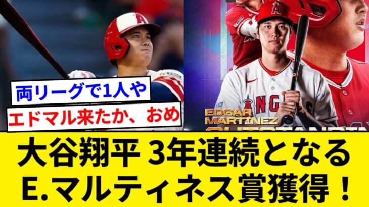 大谷翔平、３年連続で最優秀ＤＨとなる「エドガー・マルティネス賞」を受賞！【5chまとめ】【なんJまとめ】