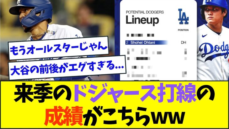 大谷が加入した来季のドジャースオーダーの今季成績一覧がこちらww【なんJなんG反応】【2ch5ch】