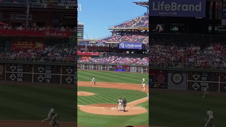 大谷翔平選手、フィリーズの球場でのツーベース。Shohei Ohtani, a double vs Phillies game, Citizens Bank Park #shoheiohtani