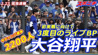 【大谷翔平２月２３日現地速報】３度目のライブBPは1打席のみで見逃し三振　ファンは最多2200人に