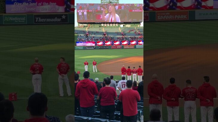 大谷翔平MLB1年目のエンゼル・スタジアム・オブ・アナハイムNational Anthem of USA（国歌斉唱）