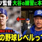 【海外の反応】ロバーツ監督が大谷翔平のキャンプ練習に本音を語る「日本の野球レベルって…。」ohtani 大谷翔平 トラウト　佐々木朗希　山本由伸 藤浪晋太郎　中野 拓夢