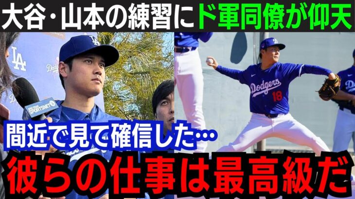 【大谷翔平】異例のキャンプインにドジャース全米が騒然！大谷翔平＆山本由伸の練習を間近で見たドジャース同僚達が興奮を抑えきれず続々と称賛コメントを…