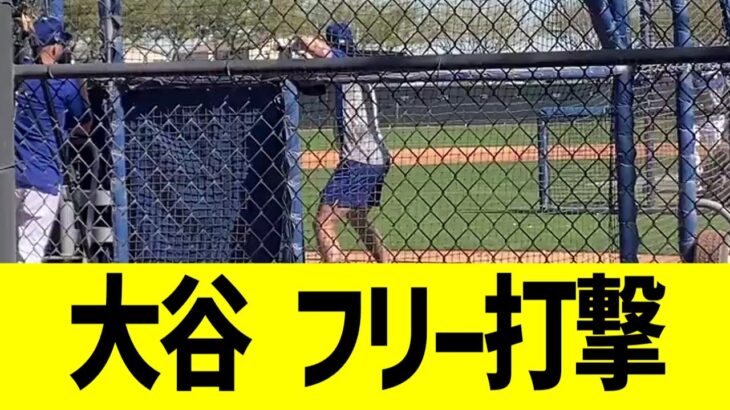 大谷翔平、フリー打撃でかっとばし始める