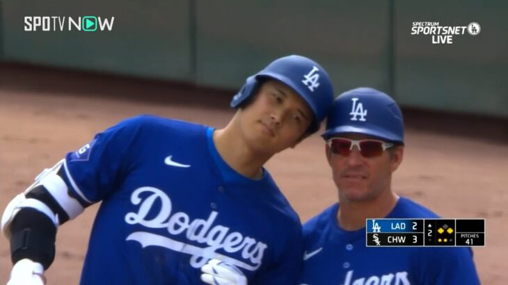 【ドジャース大谷翔平 第2打席はタイムリー！】大谷が打って走って躍動！初回で3点を失うも大谷のタイムリーで一点差に！さらに盗塁も成功させ、その間に同点のランナーが生還！