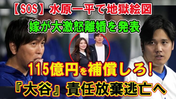 【SOS】水原一平の地獄絵図 !! 嫁が大激怒離婚を発表『115億円を補償しろ!』大谷翔平責任放棄逃亡へ…離婚間近の真相や巨額の違約金に言葉を失う！