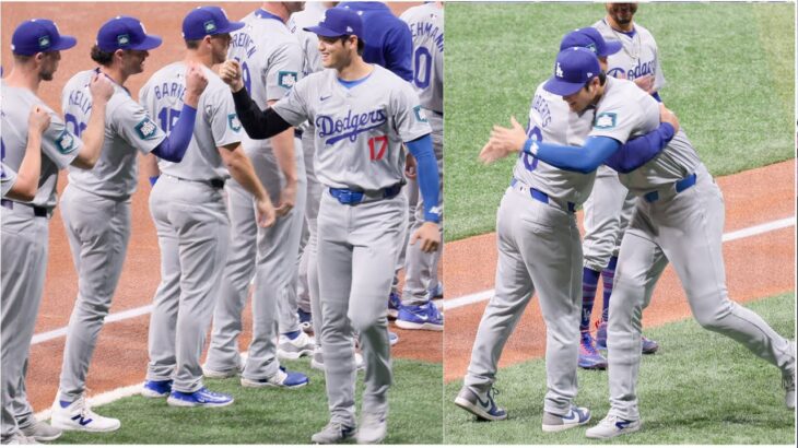 오타니 쇼헤이 (Shohei Ohtani) LA다저스 선수들과 하이파이브 하면서 입장 | 2024 메이저리그 개막전 한국