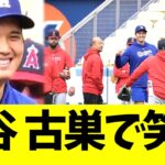 大谷翔平、古巣エンゼルスチームメイトと笑顔で談笑する