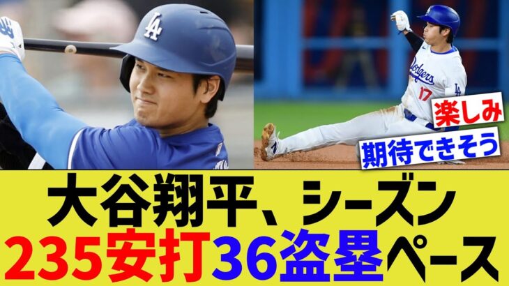 大谷翔平、シーズン235安打36盗塁ペースwww