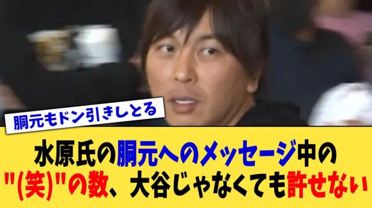 水原氏の胴元へのメッセージ中の”笑”の数、大谷じゃなくても許せない【なんJ プロ野球反応集】【2chスレ】【5chスレ】