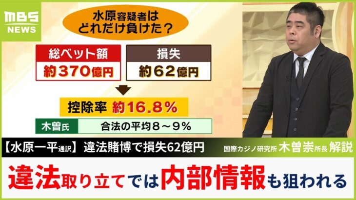 【水原一平通訳】巨額損失６２億円の背景に？カジノ専門家は「違法な取り立て方法には八百長や情報提供も…」大谷翔平選手や球団内部情報にも価値【MBSニュース解説】（2024年4月15日）