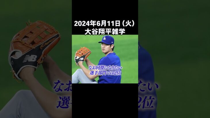 【2024/6/11】今日の大谷翔平雑学 #shorts #大谷翔平 #メジャー #海外の反応 #野球 #ドジャース #ホームラン #ohtani #sho #田中真美子 VOICE:青山龍星