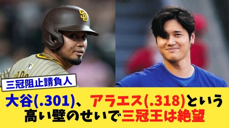 大谷翔平(打率 .301)、アラエス(打率 .318)という高い壁のせいで三冠王は絶望【なんJ プロ野球反応集】【2chスレ】【5chスレ】