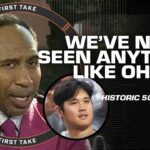 😱 Stephen A. & Shannon Sharpe IN AWE of Shohei Ohtani’s historic 50/50 season | First Take