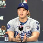 【ドジャース・大谷翔平 ワールドシリーズ第3戦 試合後会見】左肩を庇いながらも2出塁！現在の怪我の状況について言及「痛みも引いてきている」