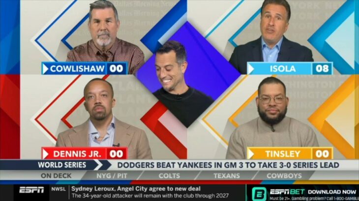 Around the Horn reaction to Shohei Ohtani lead Dodgers beat Yankees 4-2 for 3-0 lead in World Series