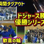 感動‼️ドジャース優勝シリーズへ!地区シリーズ勝利の瞬間ダグアウトの大谷は…【現地映像】ポストシーズンNLDS10/11vsパドレス 第5戦ShoheiOhtani