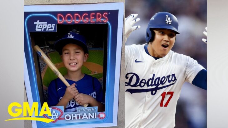 This 9-year-old Dodgers fan’s Shohei Ohtani baseball card costume is a home run