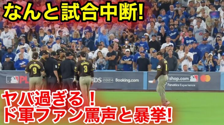 なんと突然！試合中断！ド軍ファンがヤバ過ぎる罵声と暴挙！現地映像