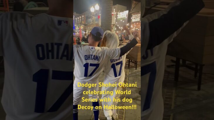 Dodger Shohei  Ohtani celebrating World Series with his dog Decoy on Halloween!!!