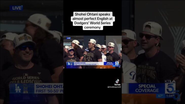 Shohei Ohtani speaks English at Dodgers’ World Series Series ceremony  #ladodgers