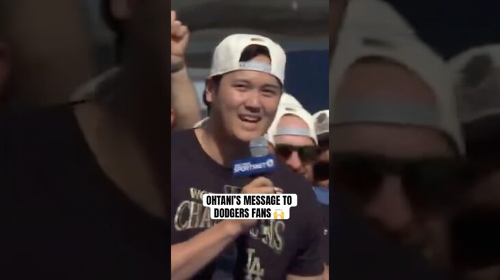 Shohei Ohtani’s speech at the Dodgers championship parade 🎤 (via @MLB)