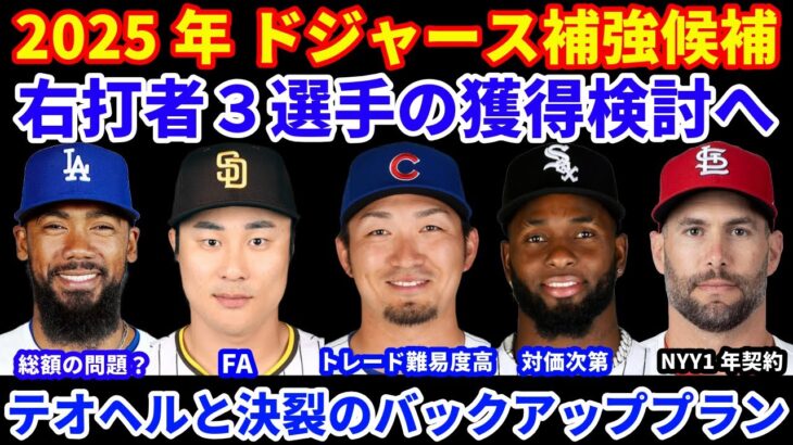 2025年MLB FA補強情報‼️ ドジャース 右打者３選手 鈴木誠也 ロバート キムの獲得検討💰 テオヘルと決裂の場合のバックアッププラン‼️ ヤンキースがゴールドシュミットと1年契約