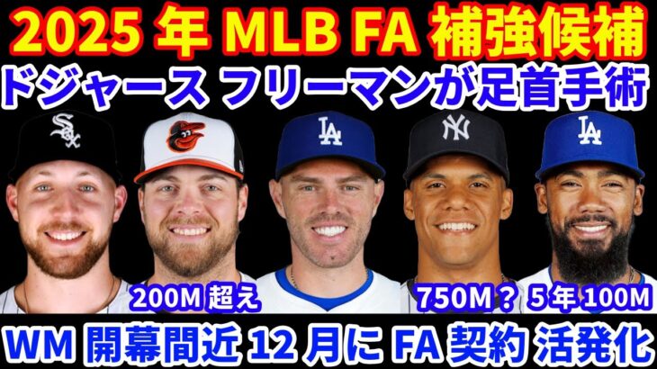 2025年MLB FA補強情報‼️ ドジャース フリーマンが足首手術もSTは間に合う‼️ MLB日本開幕戦チケット27万人待ち😅 あと数日でソトが決まればWMで注目FAの契約が続々決まる可能性💰