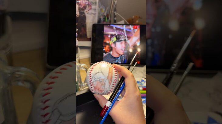 Shohei Ohtani baseball #art #dodgerblue #painting #dodgers #baseball #mlb #shorts #ladodgers