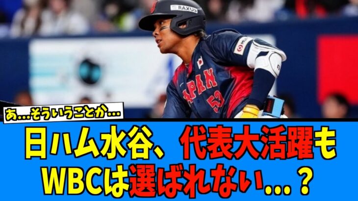 【マジか…】日ハム水谷、侍ジャパンで大活躍もWBCには選ばれない…？【日ハム なんJ 反応集】ファイターズ