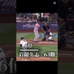 【MLB】　日本人通算勝利数ランキング　#mlb #野球 #wbc #ドジャース #大谷翔平 #山本由伸