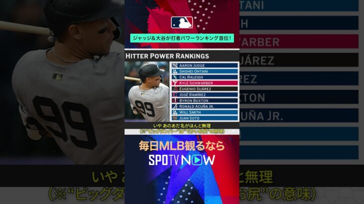【MLB】パワーランキング！大谷翔平とジャッジが同率1位！#shorts #SPOTVNOWホームラン