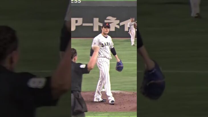 これがアウトになるんか、 #日本 #韓国 #野球 #強化試合 #wbc #松本裕樹