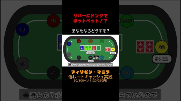 リバーにドンクでポットベット！？フィリピン・マニラ低レートキャッシュ実践 #ポーカー #poker #テキサスホールデム