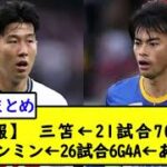 【悲報】 三笘←21試合7G3Aソンフンミン←26試合6G4A←あれ…？【2chサッカースレ】