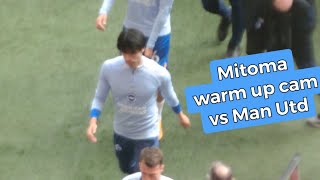 Mitoma warm up cam vs Man Utd in FA cup 三笘薫 ブライトン vs マンチェスター・ユナイテッド