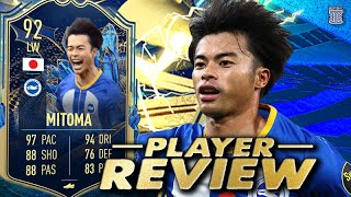 92 TEAM OF THE SEASON MITOMA PLAYER REVIEW! – OBJ PLAYER – FIFA 23 Ultimate Team