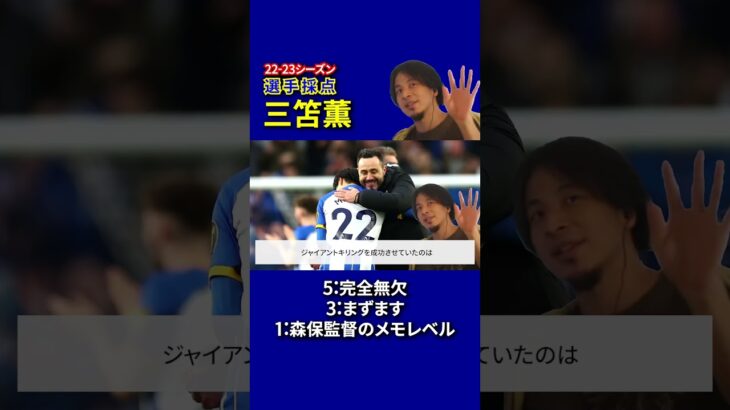 【22-23シーズン採点】三笘薫（ブライトン） 【ひろゆきとヨーロッパサッカー考察】#Shorts