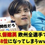 【朗報】久保建英さん　欧州全選手の中で68位になってしまうｗｗ　古橋選手は96位、三笘選手は・・・