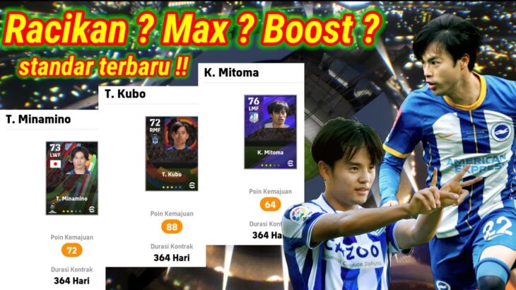 Max level K. Mitoma, T. Kubo & T. Minamino standar terbaru || efootball 2023 mobile