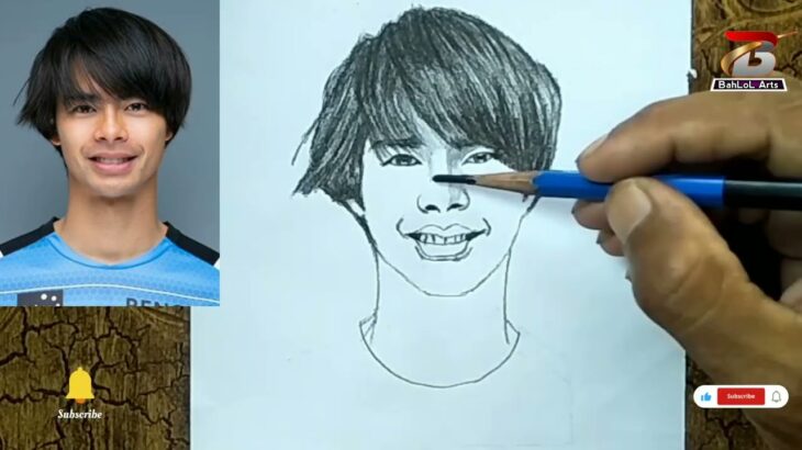 How To Pencil Sketch Kaoru Mitoma | Japanese Professinal Footballer | Bahlol Arts…