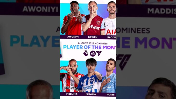 Premier League August Player of the Month nominees: Rodri, Maddison & Mitoma in