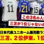 【衝撃】日本代表のユニ販売数ランキング「３位三笘、２位伊東、1位は…」