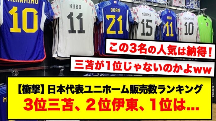 【衝撃】日本代表のユニ販売数ランキング「３位三笘、２位伊東、1位は…」