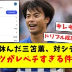 【超キレキレ】代表を休んだ三笘、対シティ戦のスタッツがレベチすぎる件ｗｗｗｗｗｗｗｗｗｗｗｗｗｗ