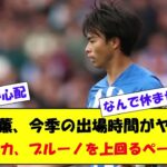 ブライトン三笘薫の出場時間がヤバい。サカ、ブルーノより長い