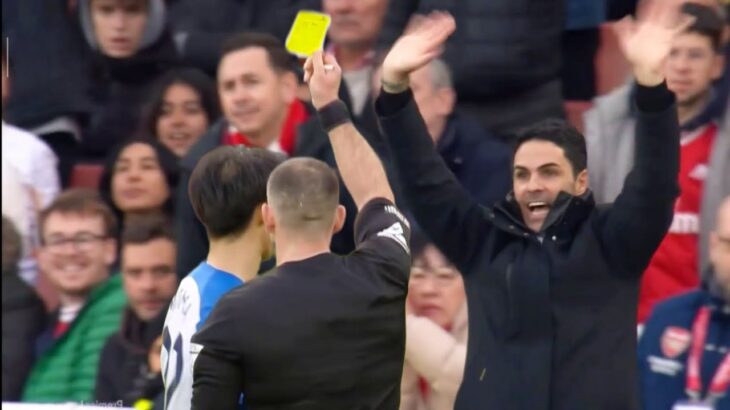 Whole Arsenal bully Kaoru Mitoma and Referee after White & Saka incident during Arsenal vs Brighton